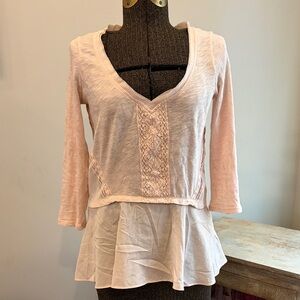 Meadow Rue Anthropologie Malia XS Pink Peplum Top
